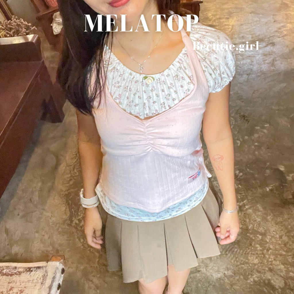 BECUTIE.GIRL • Mela top • พร้องส่ง • เสื้อเบลาส์แขนตุ๊กตา ลายดอกไม้น่ารักๆ