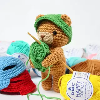 DMC Happy Cotton 🐷🙉🐱ไหม Cotton 100% สำหรับถักตุ๊กตา Amigurumi แท้จากฝรั่งเศส