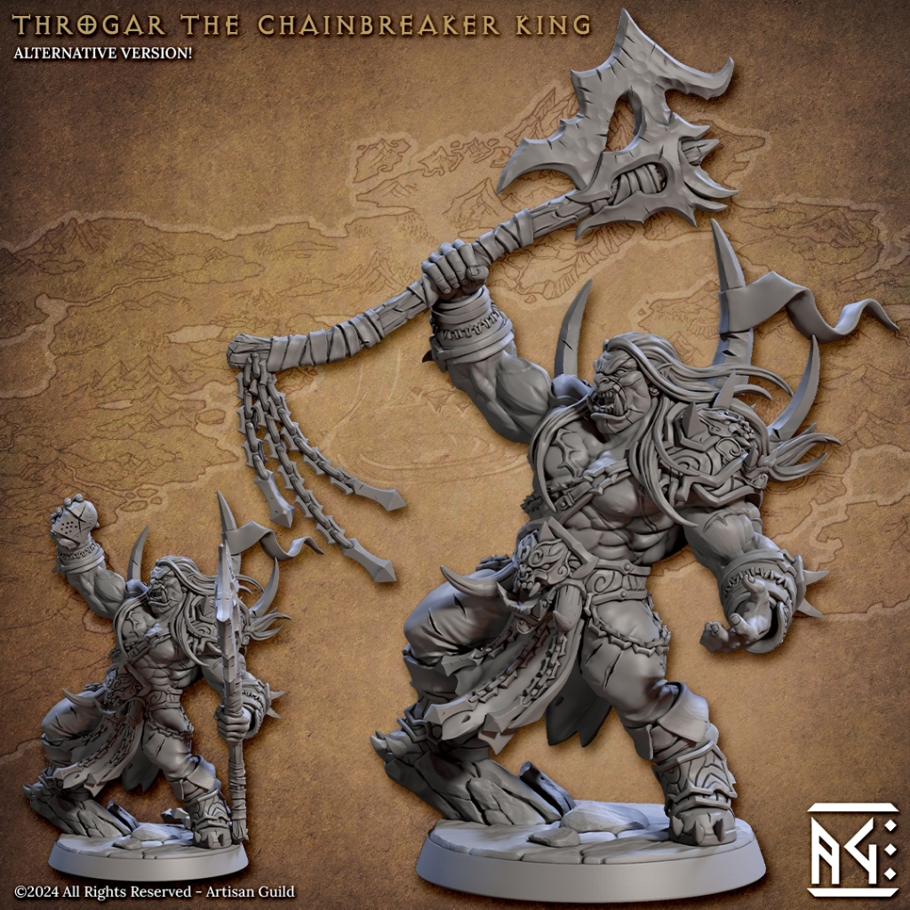 Throgar - Blackcrag Orcs - Humanoid Orc / 32mm scale 3D printed miniature ATG