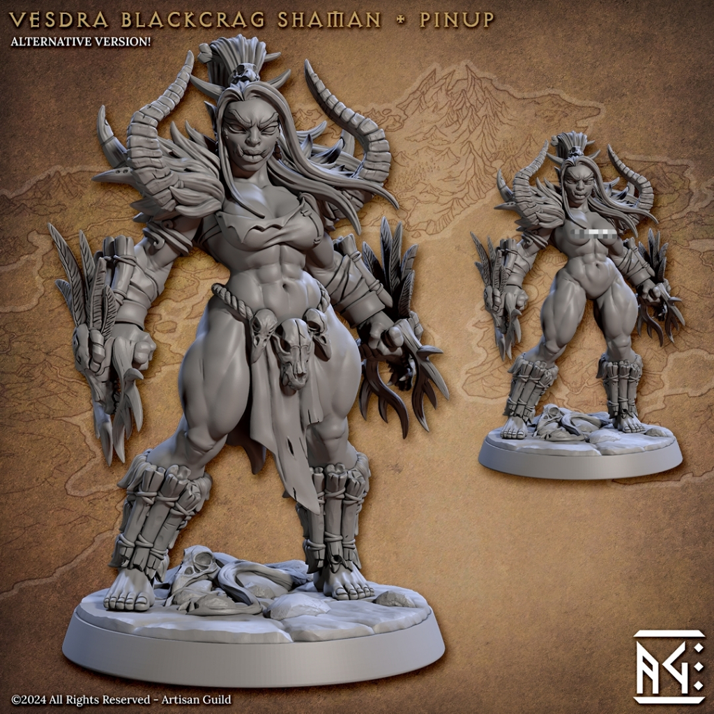 Vesdra - Blackcrag Orcs Pinup - Humanoid Orc / 32mm scale 3D printed miniature ATG