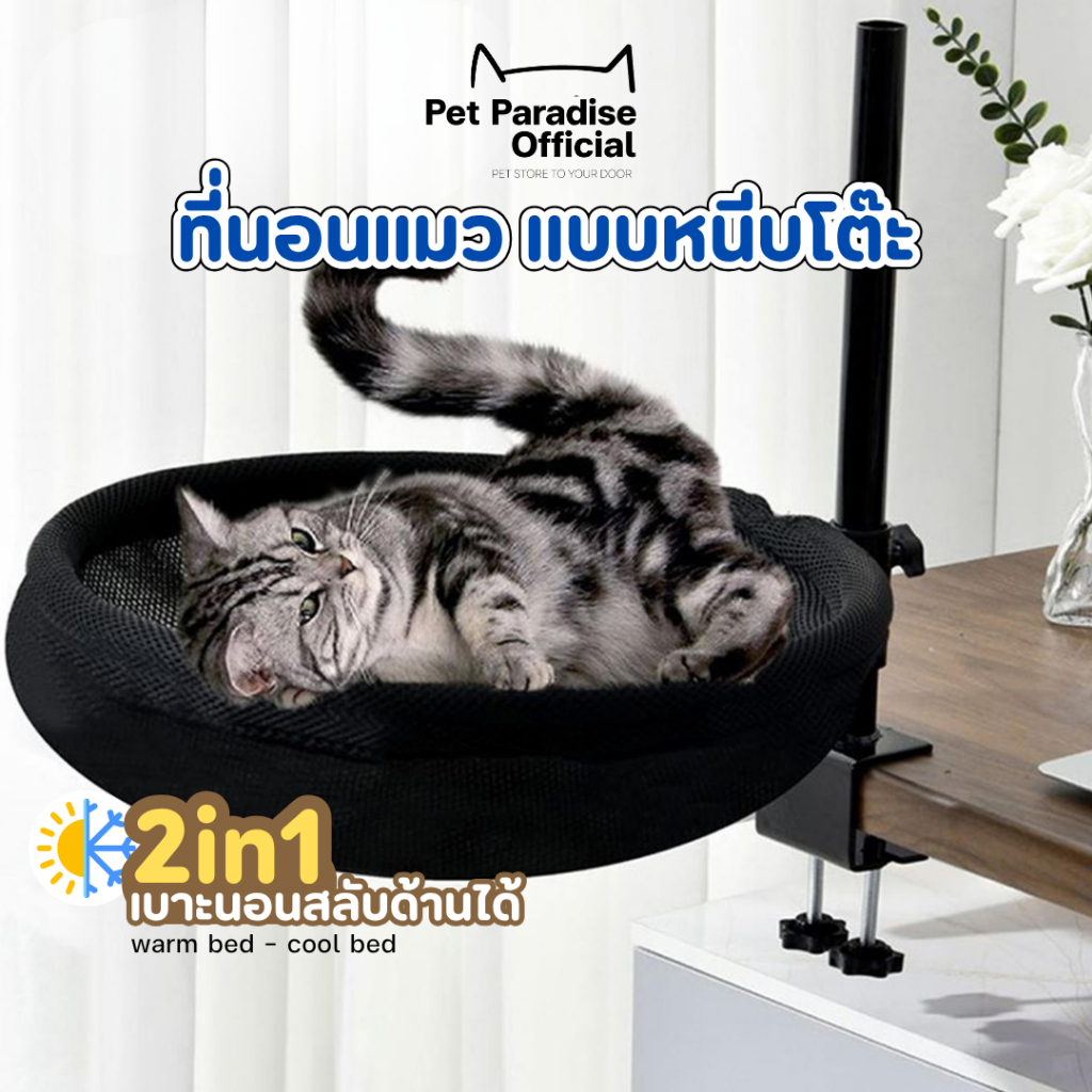🌈PetParadise.th✨เปลแมว ที่นอนแมว เบาะนอน 2in1 ใช้งานได้2รูปแบบ ติดตั้งง่าย ยึดโต๊ะด้วยเกลียวหมุน