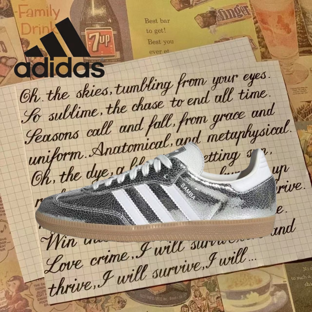 （ของแท้ 100 %）💞 adidas originals Samba gazelle OG JR0035 สีเงิน/น้ำตาล