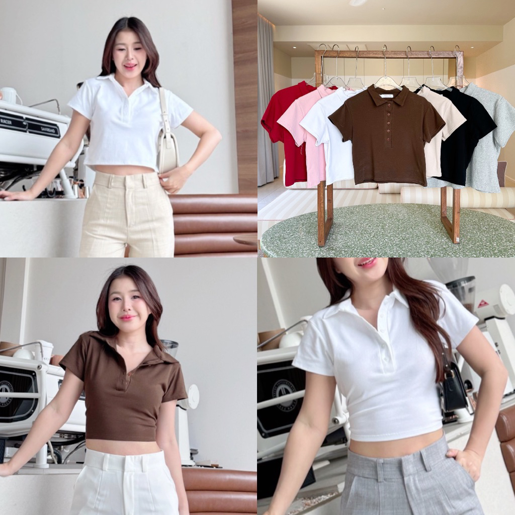 Withme POLO เสื้อครอปโปโลผ้ายูกระดุมจริง 🔥พร้อมส่ง