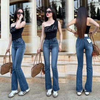 919 jeans🌵กางเกงยีนส์ขาม้า เอวสูง ผ้าลีวาย เนื้อผ้ายืด กางเกงยีนส์ผู้หญิง