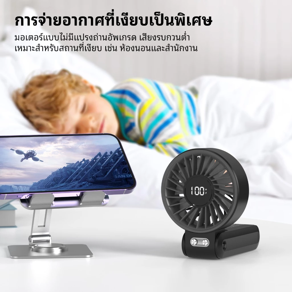 GOOJODOQ Gfs003 พัดลมพกพา 4000mAh Type-C พับได้ มีจอแสดงผล thumbnail 5