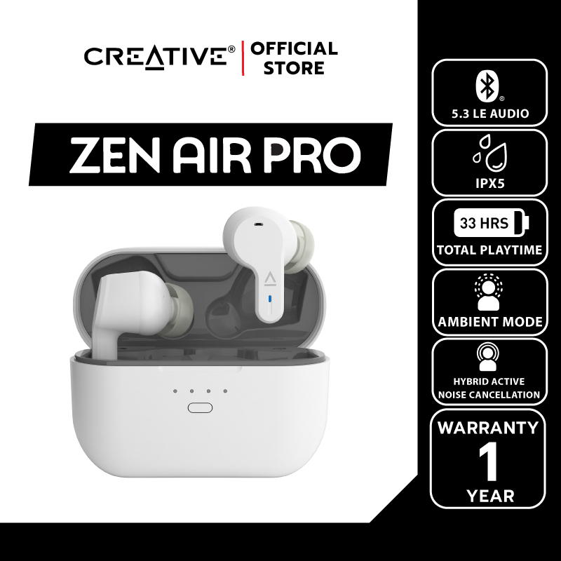 CREATIVE หูฟัง Zen Air Pro  หูฟังอินเอียร์แบบ True Wireless กันน้ำกระเซ็น พร้อมด้วย Bluetooth® LE Audio