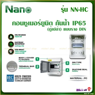 Nano ตู้คอนซูมเมอร์ยูนิต กันน้ำ รุ่น NN-HC 4ช่อง 6ช่อง 9ช่อง 12ช่อง 18ช่อง แบบเกาะราง (ตู้เปล่า)