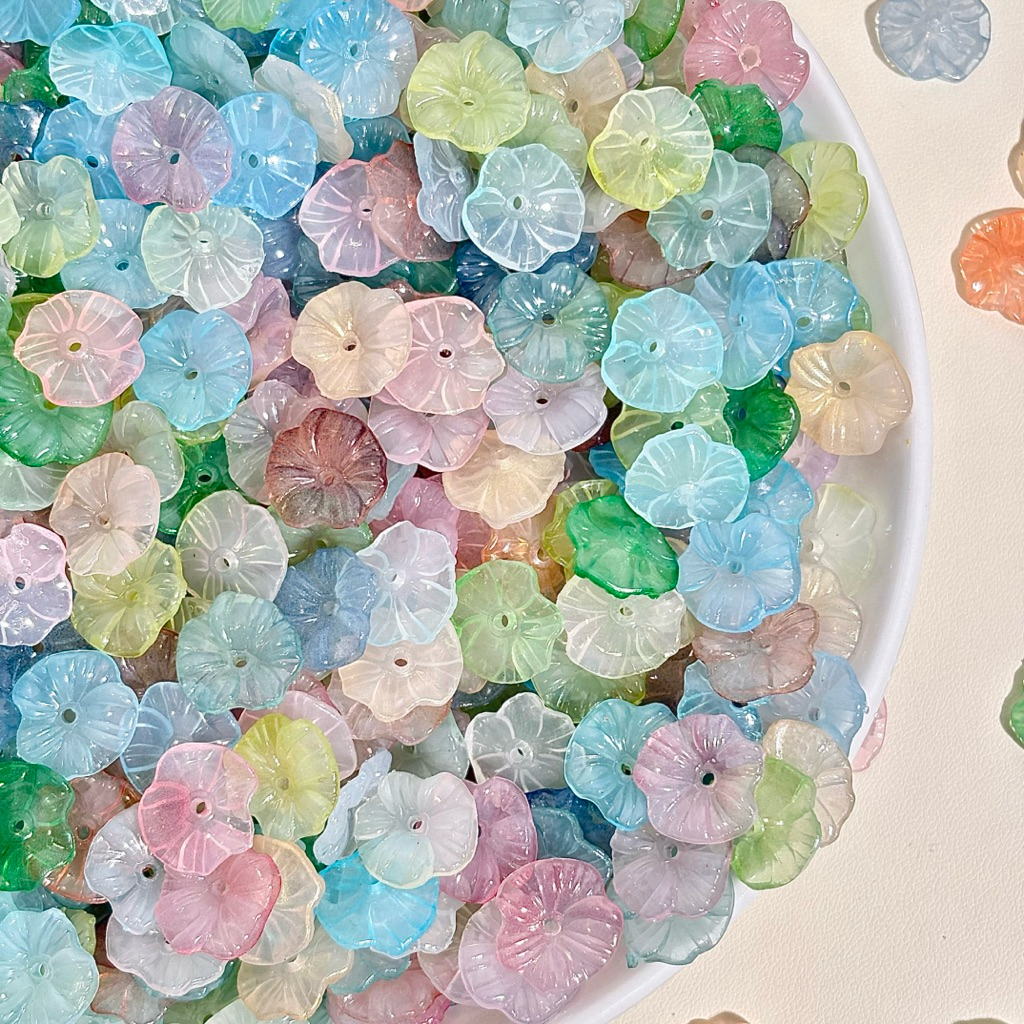 (พร้อมส่งจากไทย)ลูกปัดใบบัวอคริลิค 20ชิ้น