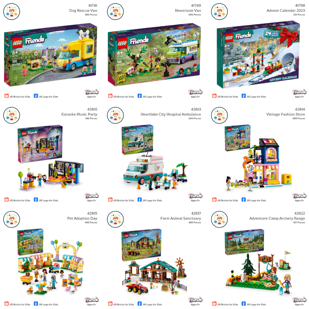 LEGO Friends 41741 41749 41758 42610 42613 42614 42615 42617 42622 42625 42643 42647 Ages 6+ Friend