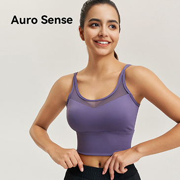 Auro Sense สปอร์ตบรา sport bra บราโยคะ ออกกำลังกาย สำหรับ ผู้หญิง แผ่นรองทรวงอก ติดตรึง ออกแบบ ตาข่าย ด้านหลังระบายอากาศ