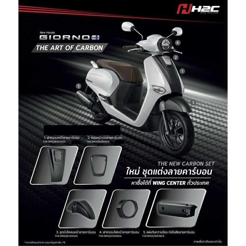 Accessories Giorno+ อุปกรณ์ตกแต่ง ลายคาร์บอน จีออโน่ giorno Honda H2C แท้ แยกชิ้น