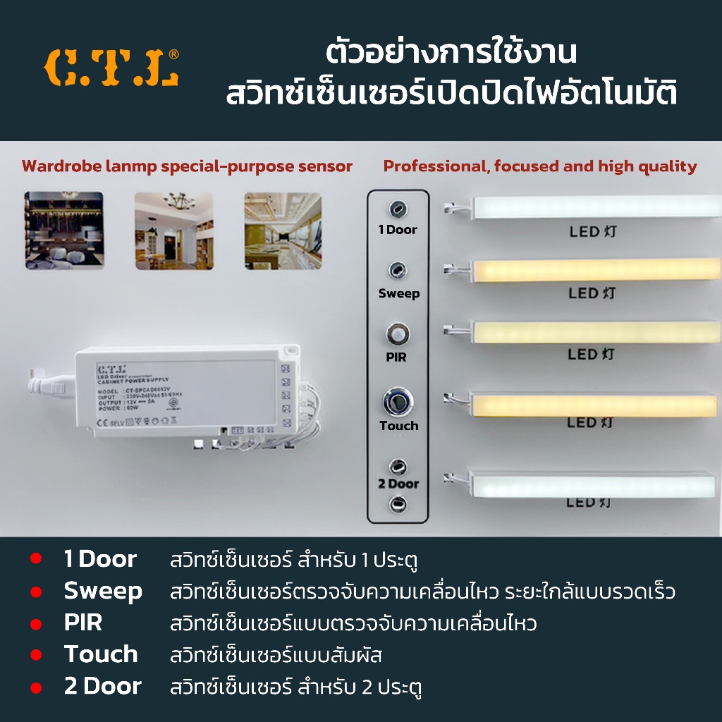 CTL ไฟเซ็นเซอร์ประตู ตู้ ลิ้นชัก อัจฉริยะ เลือกโหมดได้ใช้งานง่าย - รูปที่ 5