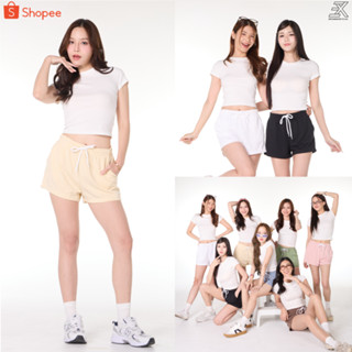 Expogarment กางเกงวอร์มขาสั้น เอิร์ธโทน เอวเชือก มีกระเป๋า ผ…