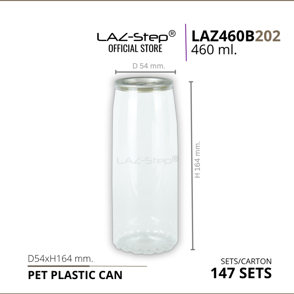 LAZ-Step กระป๋องพลาสติก PET ซีรี่ย์กระป๋องเครื่องดื่ม  LAZ340B202 ขนาด 340 ml. บรรจุลังละ 192 ชุด