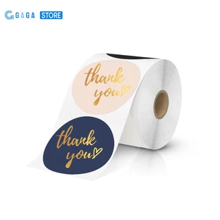 GAGA สติ๊กเกอร์ Thank you 40x40 400แผ่น สติ๊กเกอร์ขอบคุณ ปั๊มสีทอง สติกเกอร์วงกลมติดกล่องขนม Sticker
