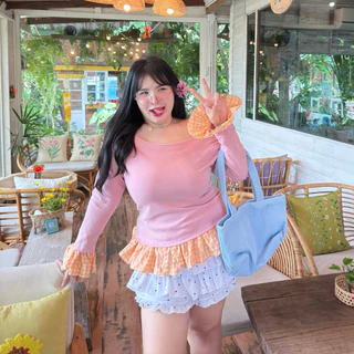 Fany Shirt เสื้อฟานี่ เสื้อยืดแขนยาว แต่งขอบด้วยผ้าลายสก็อต🍰🍫💖 | Geebeety