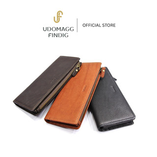 Udomagg&Findig อุดมเอก ฟินดิจ กระเป๋าสตางค์ผู้ชายหนังชามัวร์ใบยาว รหัส QB662
