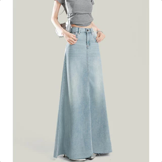 S-6XL กระโปรงยีนส์เอวสูง แบบยาว สไตล์ใหม่สำหรับฤดูร้อน