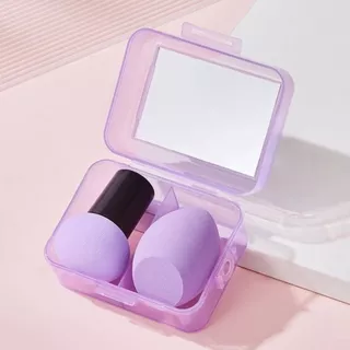 [ของแถม] มินิเซตฟองน้ำแต่งหน้า 2 ชิ้น พร้อมกล่องเก็บฟองน้ำป้องกันฝุ่น สีม่วง 1 ชุด สําหรับแต่งหน้า ใช้งานง่าย (SPS)