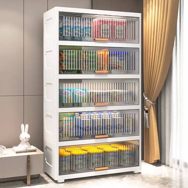 MULI ตู้เก็บของโปร่งใสพับได้ ชั้นวางใส่นมผง ของใช้เด็ก  พับได้ 3-6 ชั้น | ตู้ลิ้นชักพลาสติกใส กันน้ำ