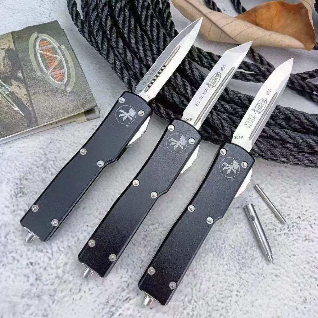 Microtech ไมโครเทคโนโลยี MIMI-UTX70  วัสดุตัดขอบ: D2 วัสดุก้าน: อลูมิเนียมการบิน OTF ความแข็ง: 56-58