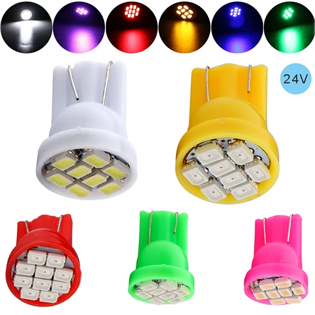 ⚡ประเทศไทย 24 ชั่วโมง⚡หลอดไฟหรี่ LED T10 8SMD 1.5W สำหรับมอเตอร์ไซค์/รถยนต์ ไฟป้ายทะเบียน ไฟสัมภาระ ติดตั้งง่าย
