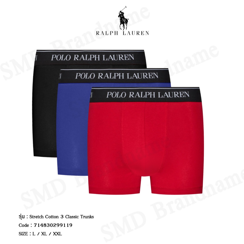 Polo Ralph Lauren กางเกงชั้นในผู้ชาย รุ่น Stretch Cotton 3 Classic Trunks Code: 714830299119