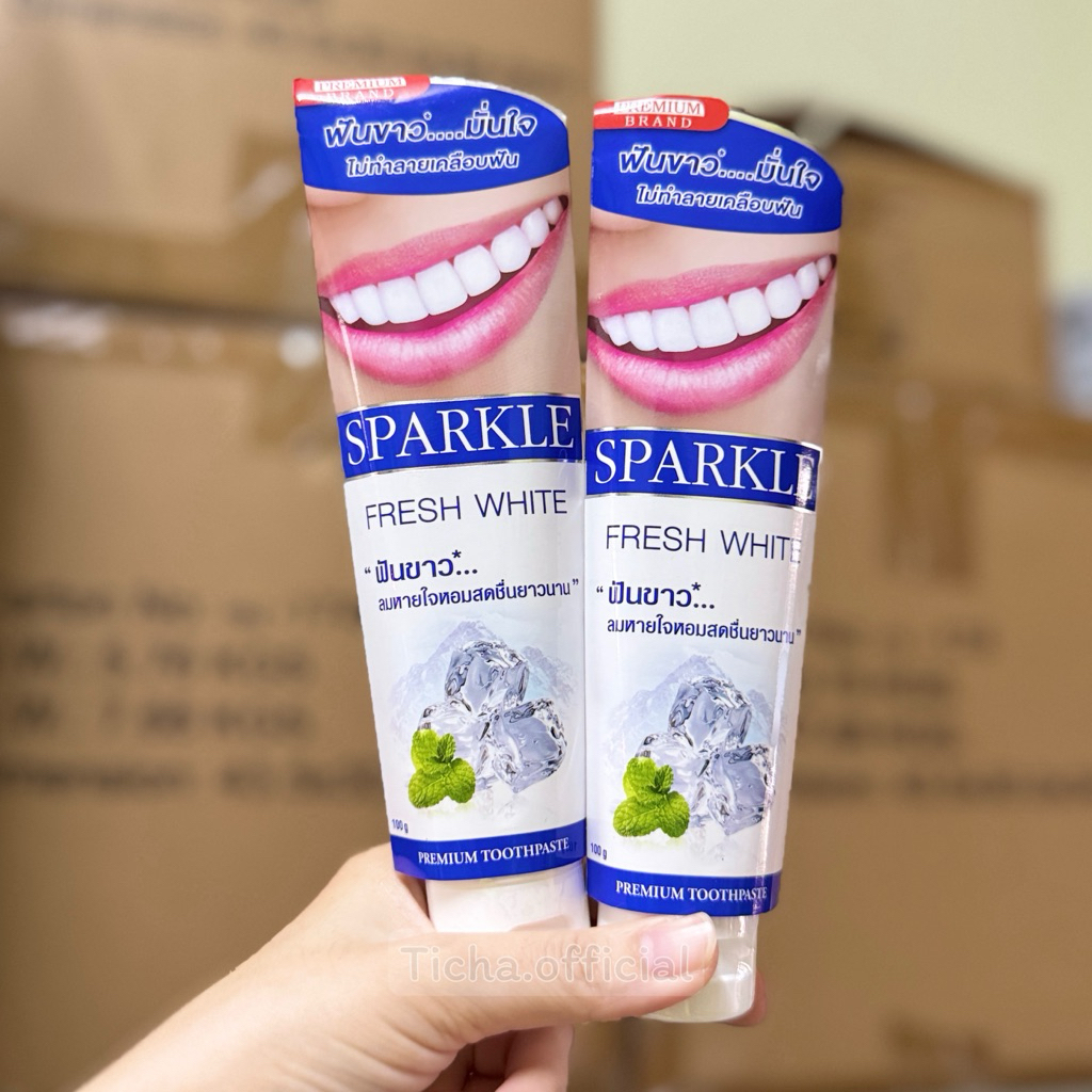 ❎EXP.2027 |‼️1แถม1‼️ SPARKLE ยาสีฟัน สปาร์คเคิล ไวท์ สูตร WHITE TOOTHPASTE 100g.