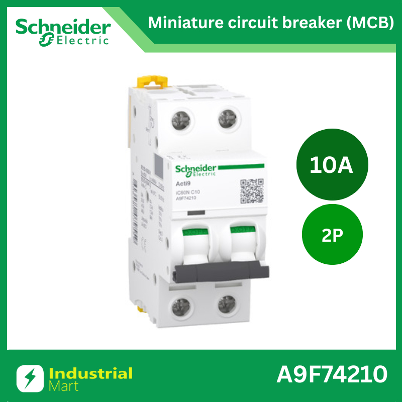 Schneider A9F74210 MCBActi9 iC60N C-Curve,400VAC,2P 10A 10kA