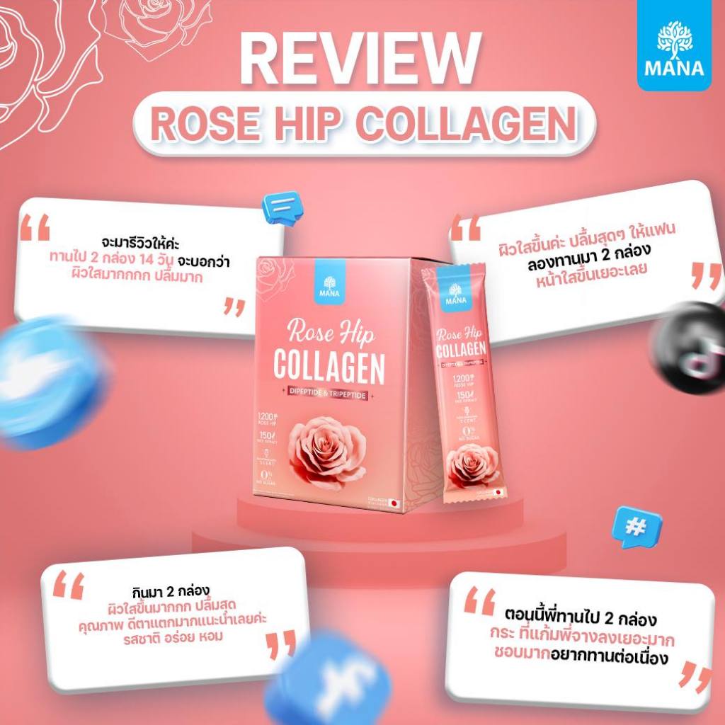 (มีส่งด่วน) Mana Rosehip Collagen Type lll (3ฟรี1) สกัด Rosehip บริสุทธิ์ผิวโกลว์นุ่มเด้ง ไม่มีน้ำตาล ช่วยคอลลาเจนผิวขาว - รูปที่ 7