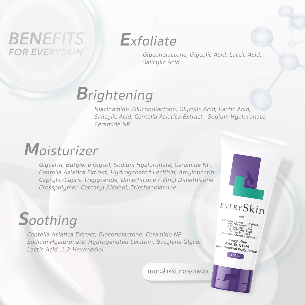 [เช็ทโลชั่น Skin Cycling] EverySkin Every Bright +  Every Glow AHA BHA PHA + Every Age-Defy Retinol Body Lotion - รูปที่ 4