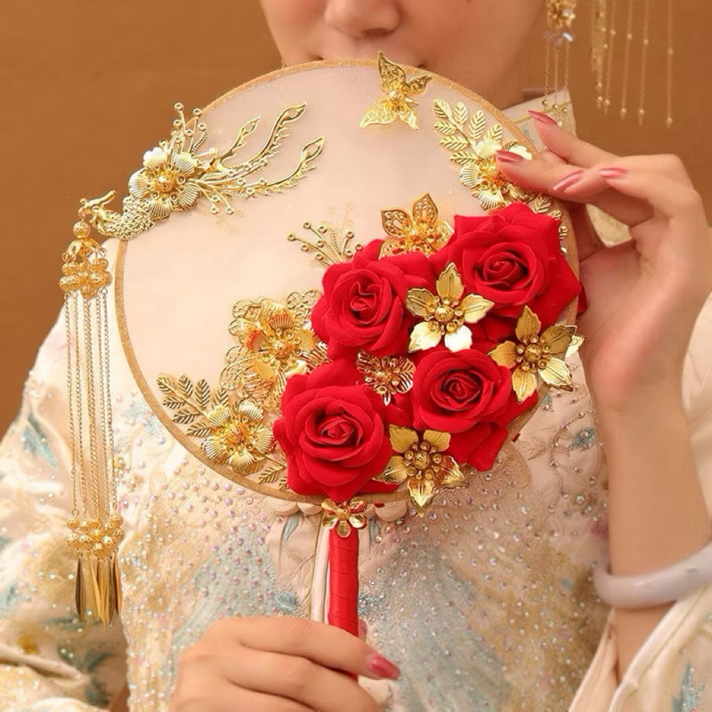 พัดเจ้าสาว งานแต่งงาน พัดจีนตกแต่งดอกไม้ สินค้าสวยตรงปกพร้อมจัดส่งในไทยครับ