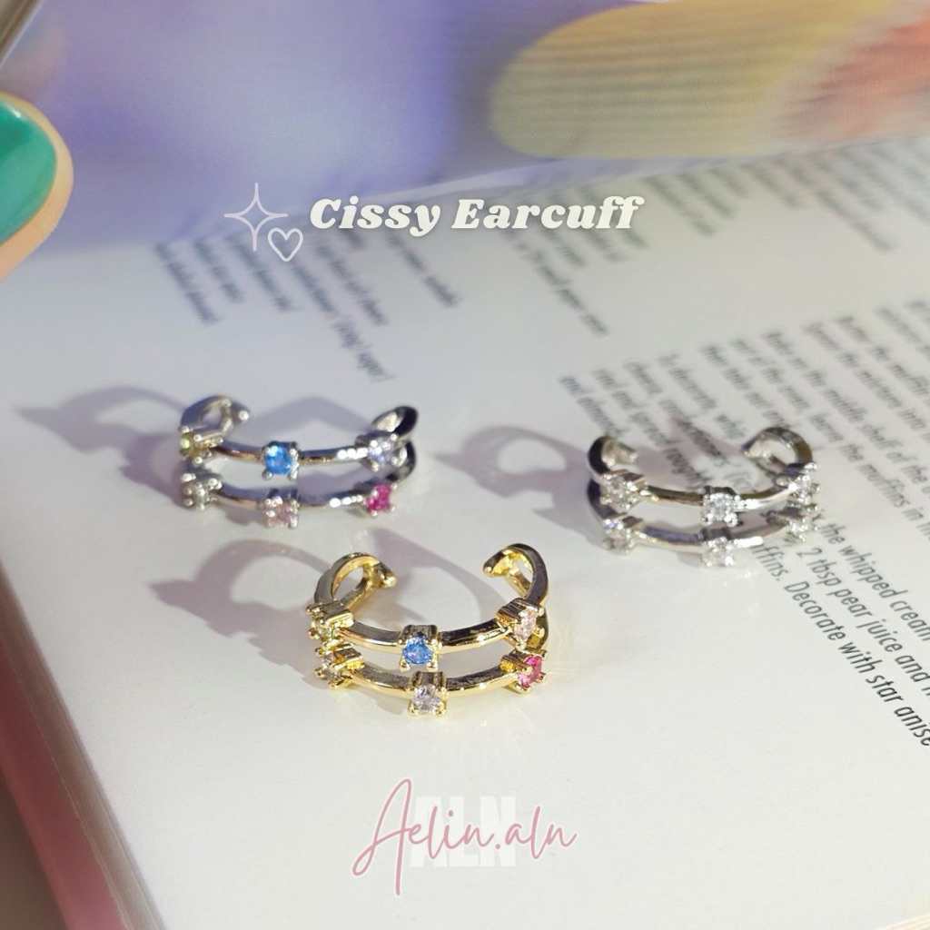 Cissy Earcuff Premium-Aelin.ALN ต่างหูแบบเกี่ยว ต่างหูหนีบ สีสันน่ารัก ปรับขนาดได้ ต่างหูไม่เจาะหู มี 5 แบบ #EC7-10