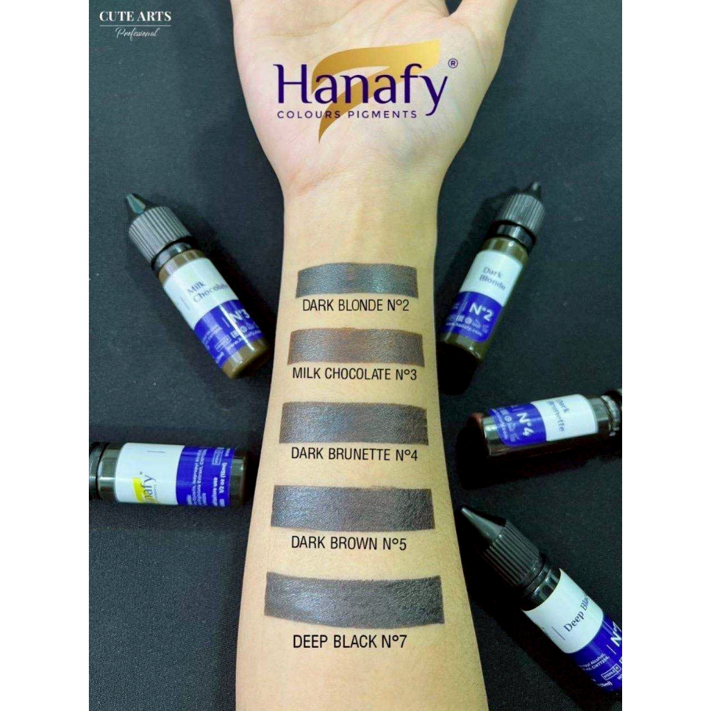 Hanafy ฉลากสีน้ำเงิน 15ml. สีสักคิ้ว คิ้วสไลด์ คิ้วออมเบรย์ คิ้วฝุ่น คิ้วแฮร์สะโตก สีไฮบริด สีเชื้อน้ำ ของแท้ จากรัสเซีย