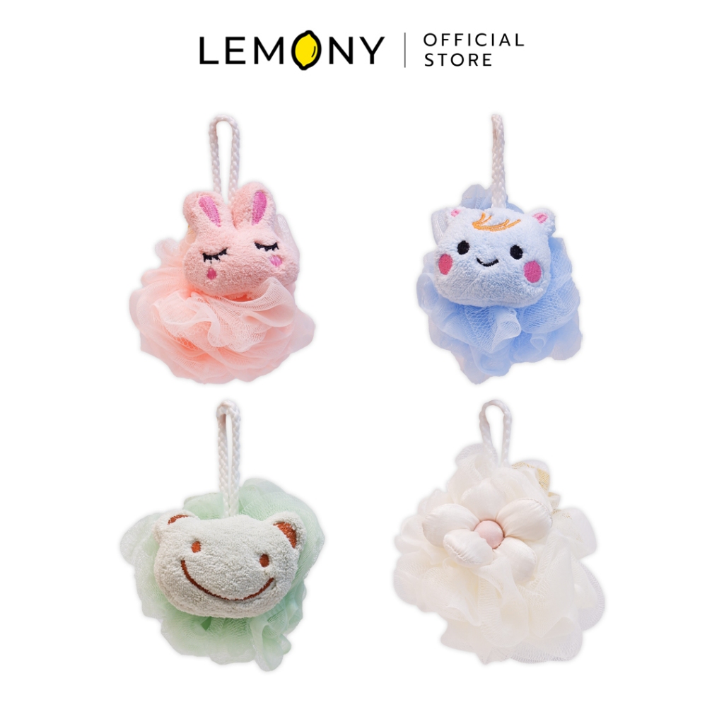 LEMONY ฟองน้ำอาบน้ำ ใยขัดผิว รูปสัตว์และดอกไม้น่ารัก Shower Spong