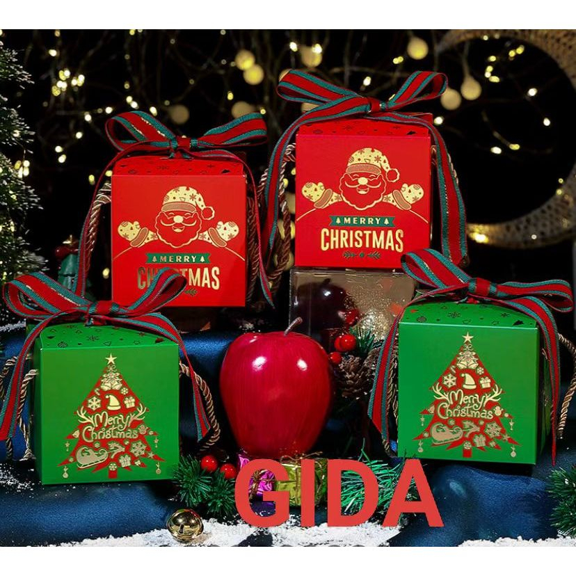 GIDA✏️กล่องของขวัญคริสต์มาส สําหรับใส่ขนมคุกกี้  กล่องคริสต์มาส กล่องกระดาษใส่ขนมคุกกี้ มีหูหิ้ว กล่องบรรจุภัณฑ์