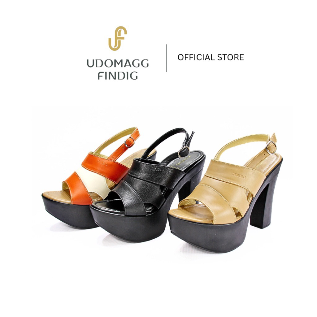 Udomagg&Findig อุดมเอก ฟินดิจ รองเท้าหนังแท้ผู้หญิง แบบสวมรัดส้น ส้นตึก  รหัสLE631