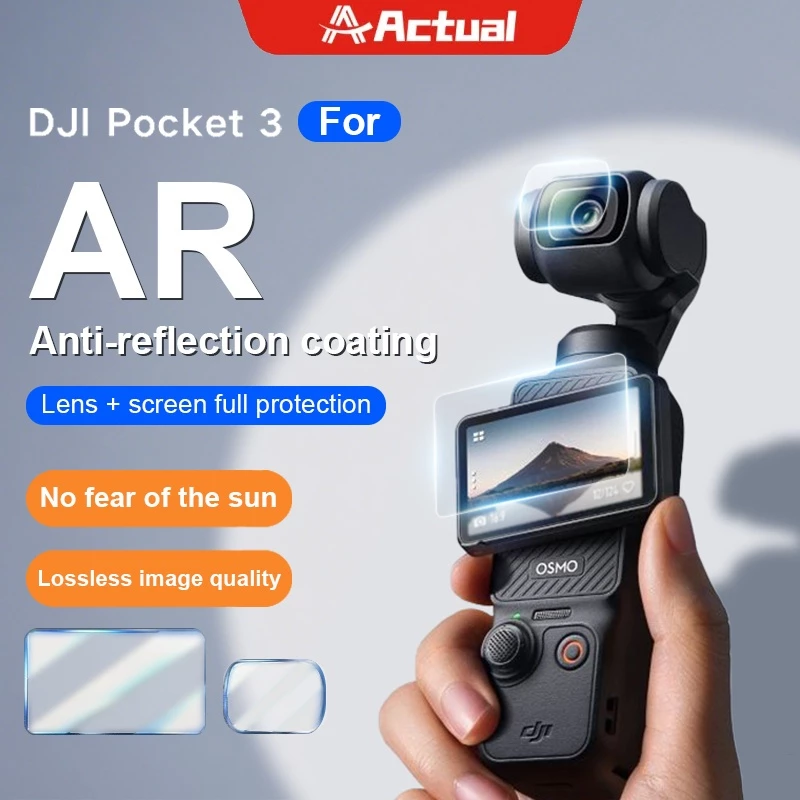 Actual Tempered Film Set for DJI Osmo Pocket 3 ฟิล์มกระจกกันรอย เลนส์-หน้าจอ