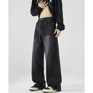 Baggy Jeans S-4XL กางเกงยีนส์ผู้ชายขากว้าง ไซลินไดรต์ พอดี คอปกปานกลางพอดีเก็บอย่างดี