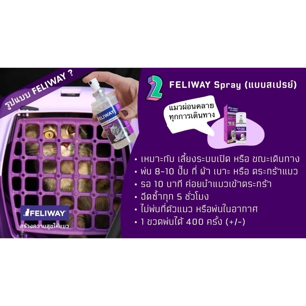 Feliway ฟีโรโมน Diffuser plug and spray for cat ดูแลพฤติกรรมแมวและลดความเครียดสำหรับแมว - รูปที่ 3