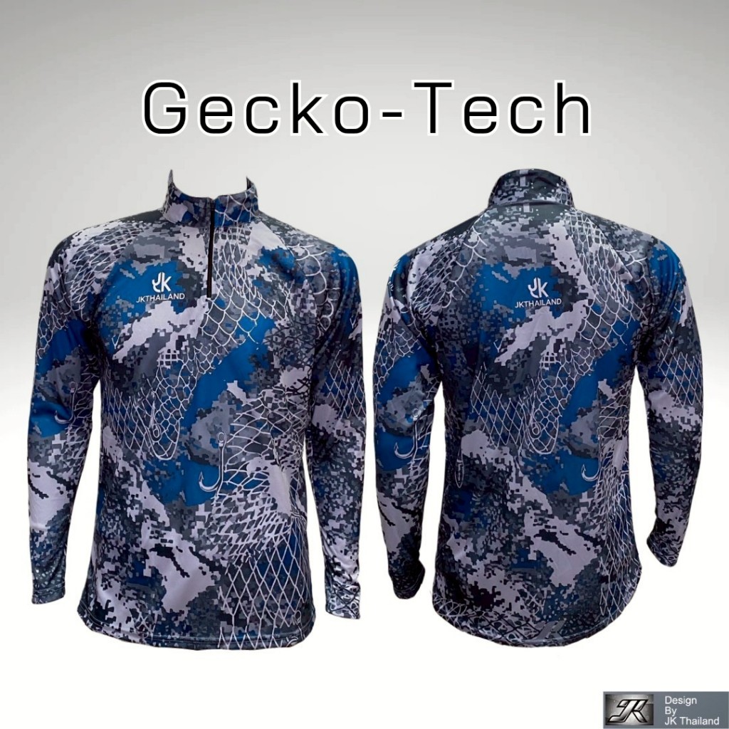 ลาย Gecko-Tech มี 9 สี เสื้อตกปลาแขนยาว JK Thailand กันยูวี ป้องกันรังสี UV 80% แห้งเร็ว