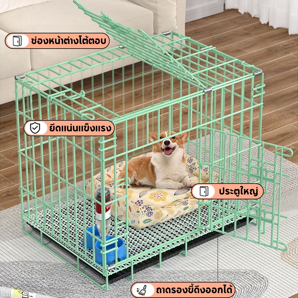 Pawblic 🏠กรงสุนัข กรงหมาพับได้ กรงแมว กรงกระต่าย กรงสัตว์เลี้ยง แข็งแรง ทนทาน สีพาสเทล Foldable Cage 【เหล็กหนาพิเศษ】 รูปที่ 8