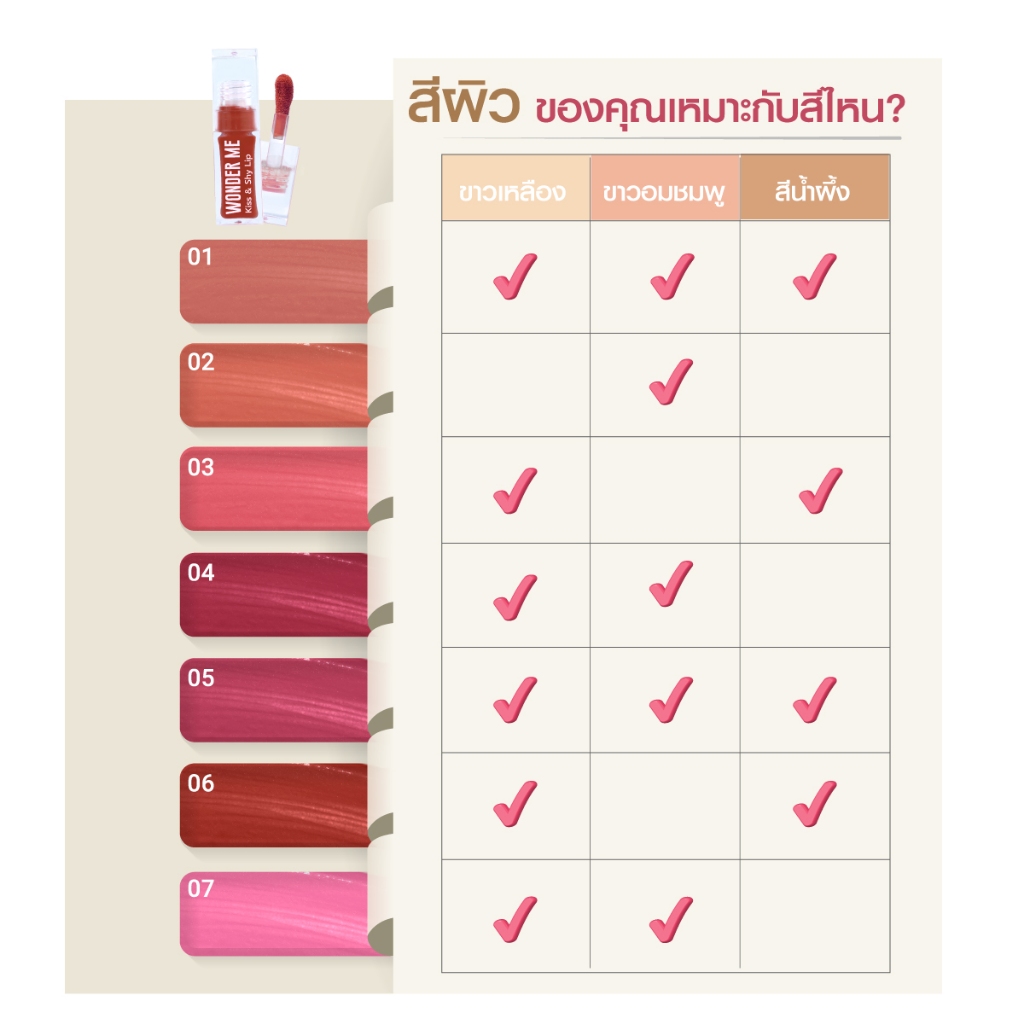 [ลิปปากจัด] A.T.Z SKINOLOGY Wonder Me Kiss & Shy Lip แถมฟรี พัฟจิ๋วแต่งหน้า ลิปสีติดทน ไม่ตกร่อง ทาได้แก้มและปาก 6.2g - รูปที่ 4