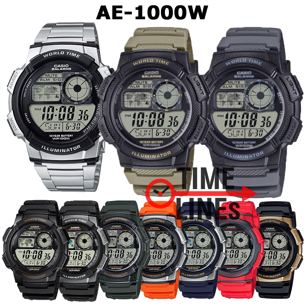 !!ประกันพร้อมกล่อง CMG!!  CASIO รุ่น AE-1000W AE-1000WD นาฬิกาผู้ชาย สายเรซิ่น AE1000 AE-1000 AE1000W AE1000WD