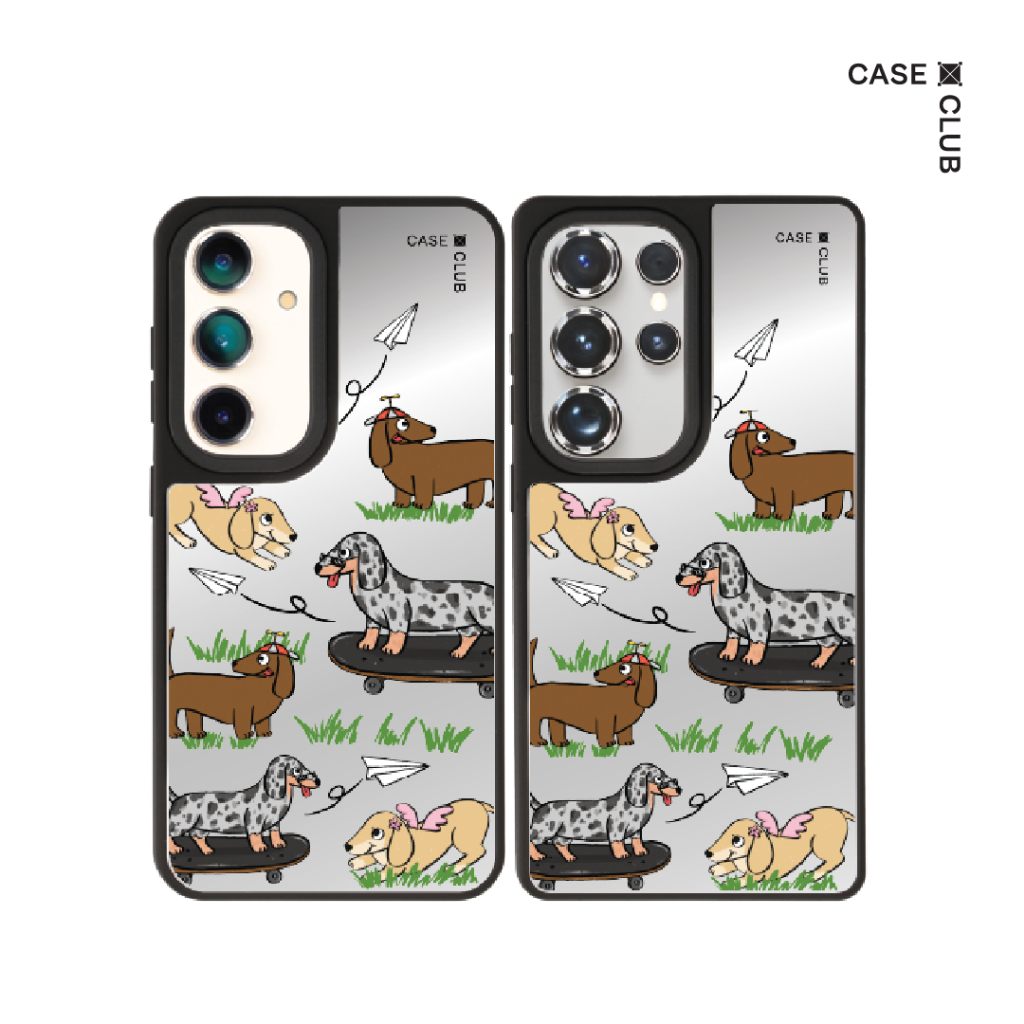 CaseClub เคส ซัมซุง เคส Samsung เคส กระจก ลาย Dachshund & Friends สำหรับ Galaxy S25 Ultra / S25 / S2