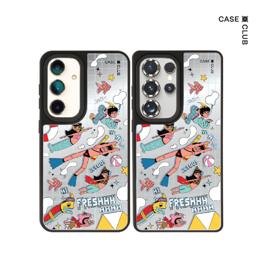 CaseClub เคส ซัมซุง เคส Samsung เคส กระจก ลาย Thai Swimming สำหรับ Galaxy S25 Ultra / S25 / S24 Ultr