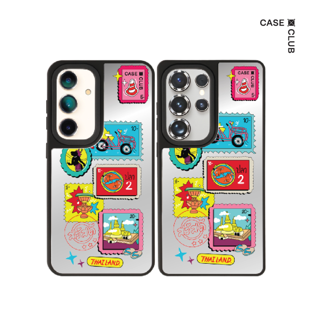 CaseClub เคส ซัมซุง เคส Samsung เคส กระจก ลาย Thai Stamp สำหรับ Galaxy S25 Ultra / S25 / S24 Ultra /