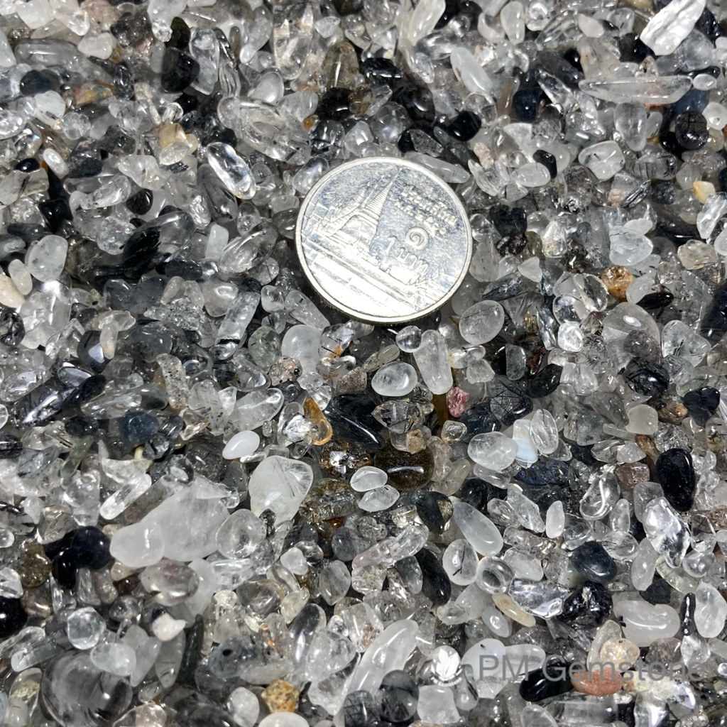 BR01 แบล็ครูไทล์ควอตซ์ ( Black Rutile Quartz ) ขนาด 2-4mm หินธรรมชาติ หินนำโชค หินแร่ หินคริสตัล หินสะสม งานคราฟ