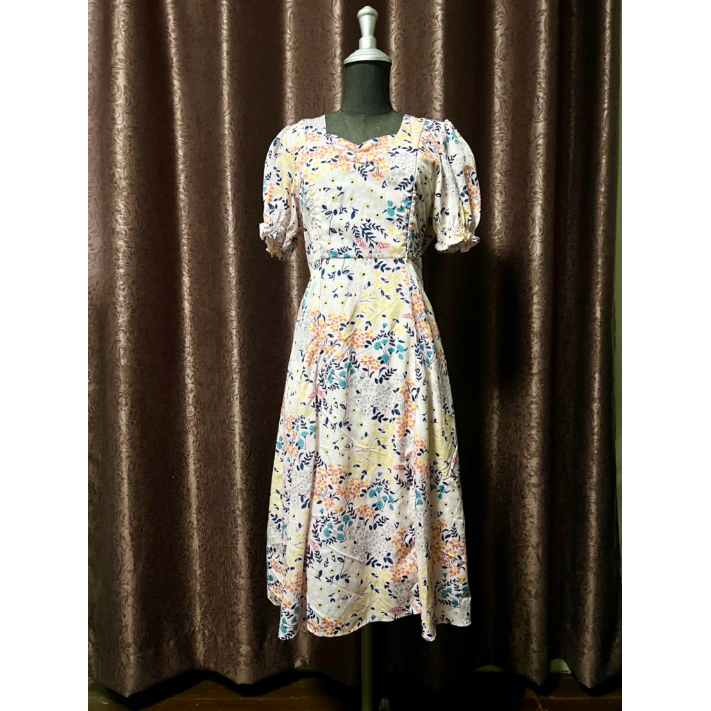 มือสอง (ให้นมได้ ) Mamong เดรสให้นมทรงยาวลายพิมพ์ดอกไม้สีชมพู ND004MM