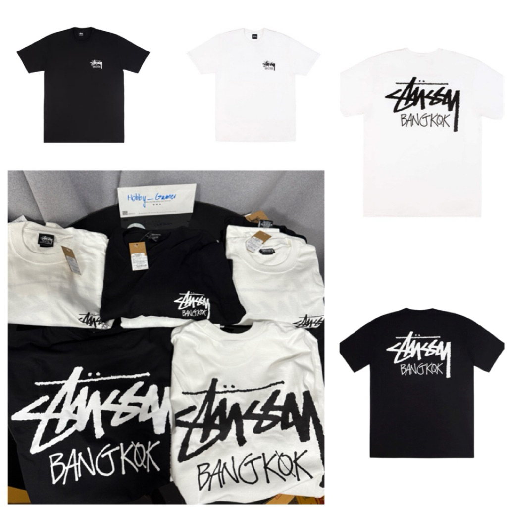 (มือ1 พร้อมส่งด่วน!! ของแท้💯 ออกช๊อป embassy) STÜSSY เสื้อยืด Stussy Tee Bangkok Chapter Pack (white สีขาว/ black สีด
